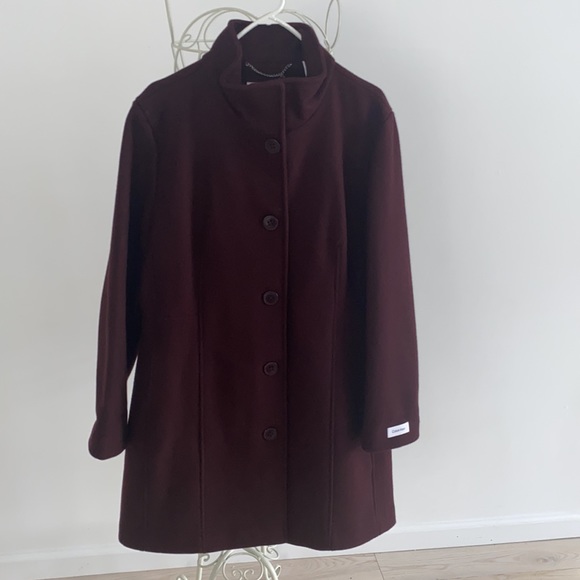 Calvin Klein Walker Coat in Bordeaux - Picture 5 of 16